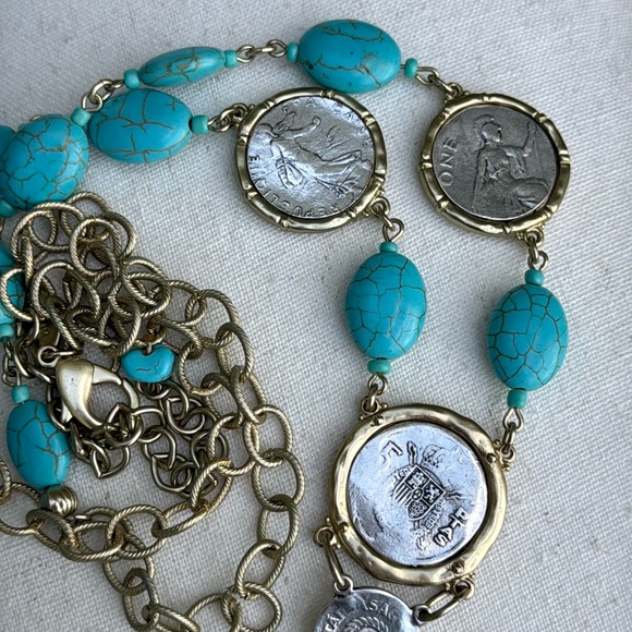 Chico’s Isabella turquoise coin necklace - NWOT - Picture 3 of 9